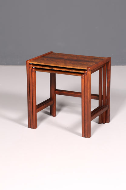 Filigranes Mid-Century Table Set, Rosewood Coffee Table, Set of 3, Side Table, Nesting Tables, Vintage