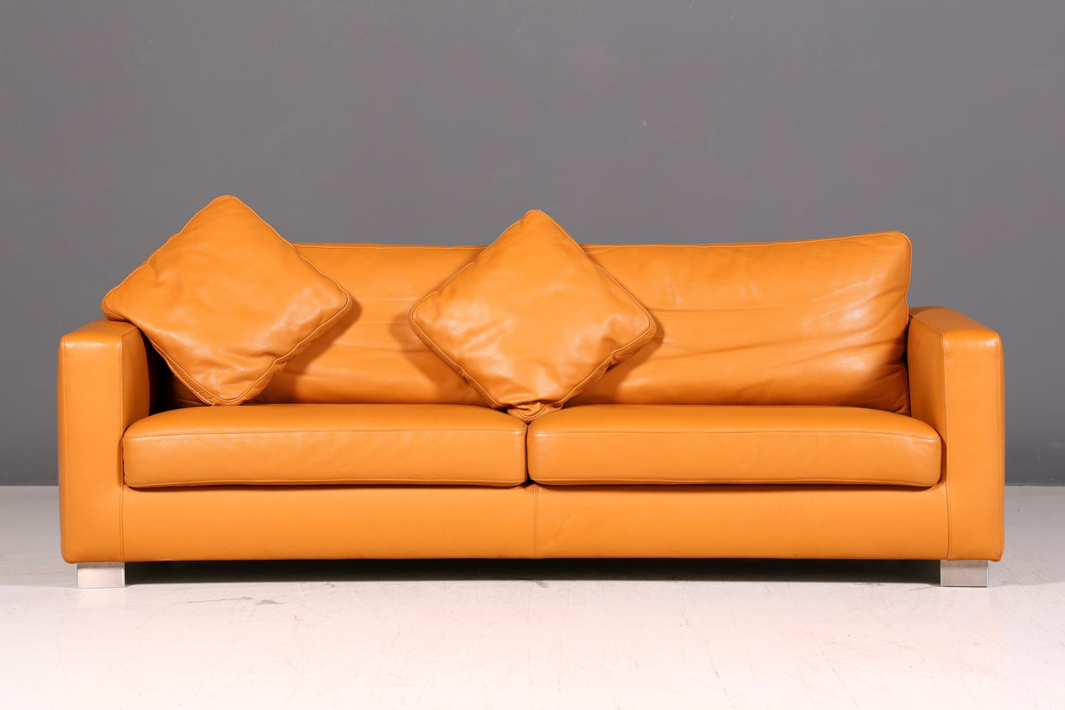 Wunderschönes Ledersofa der Marke Giulio Marelli Cognac Echtleder Couch 2- bis 3-Sitzer Designer Sofa Wohnzimmer