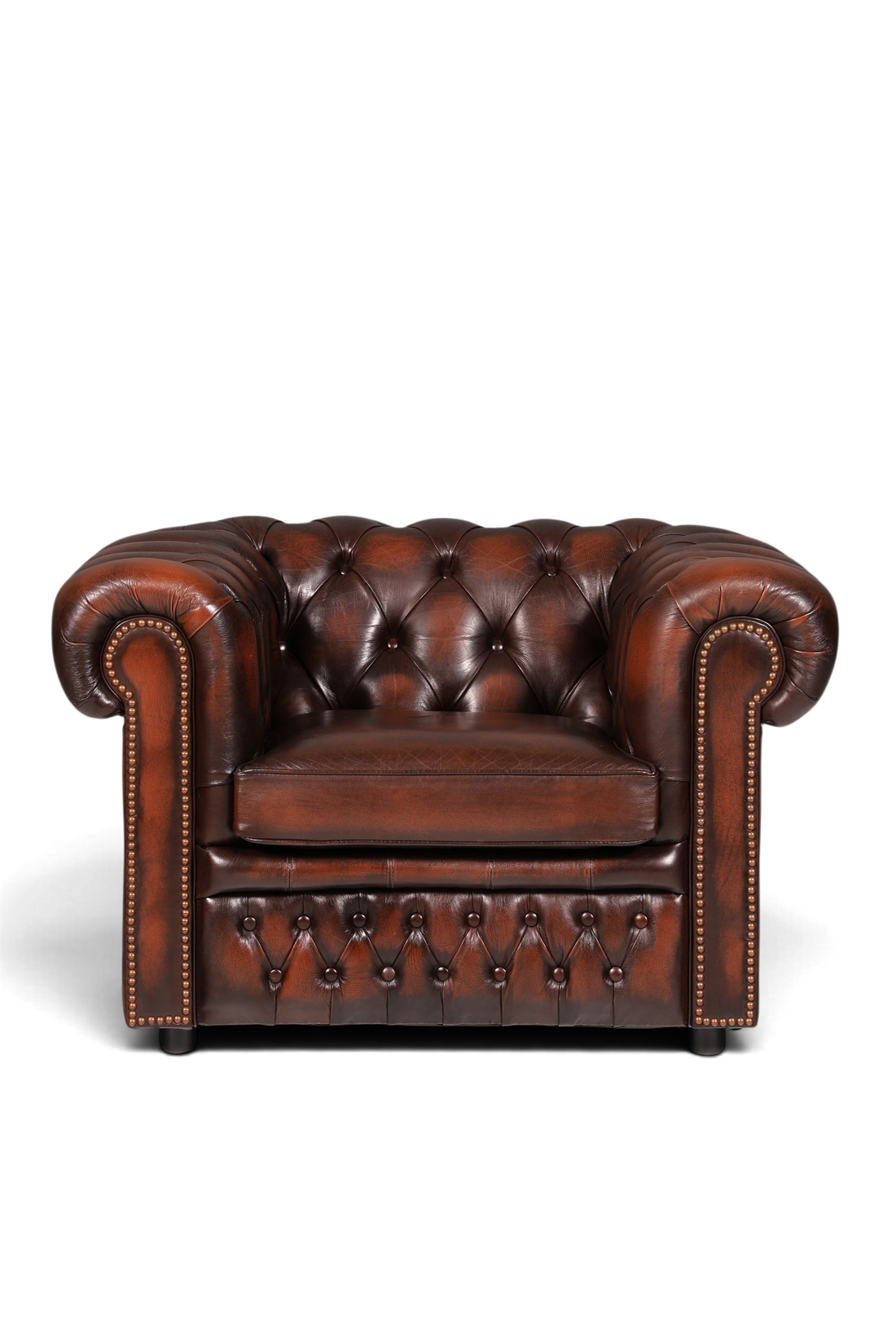 Hauptstadt Möblerei Original Centurion Chesterfield Ledersessel in Dunkelbraun mit klassischer Knopfheftung