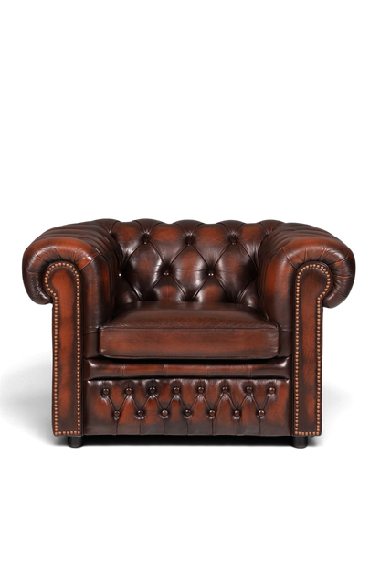Hauptstadt Möblerei Original Centurion Chesterfield Ledersessel in Dunkelbraun mit klassischer Knopfheftung