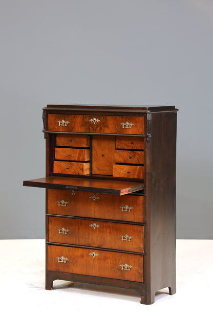 Stilvoller Gründerzeit Sekretär Vertiko Nussbaum Jugendstil Highboard Kommode um 1880
