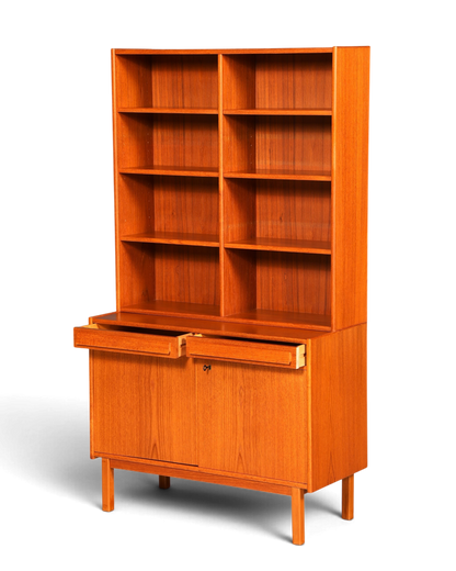 Traumhaftes Mid Century Regal Teak Holz Schrank Danish Design Retro Kommode Vintage Bücherregal 60er Jahre 1 von 2