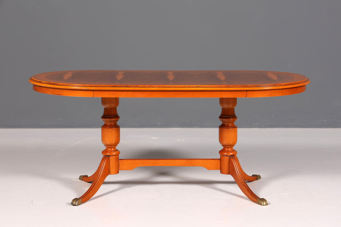 Dreamy English coffee table, antique style yew, Regency style side table