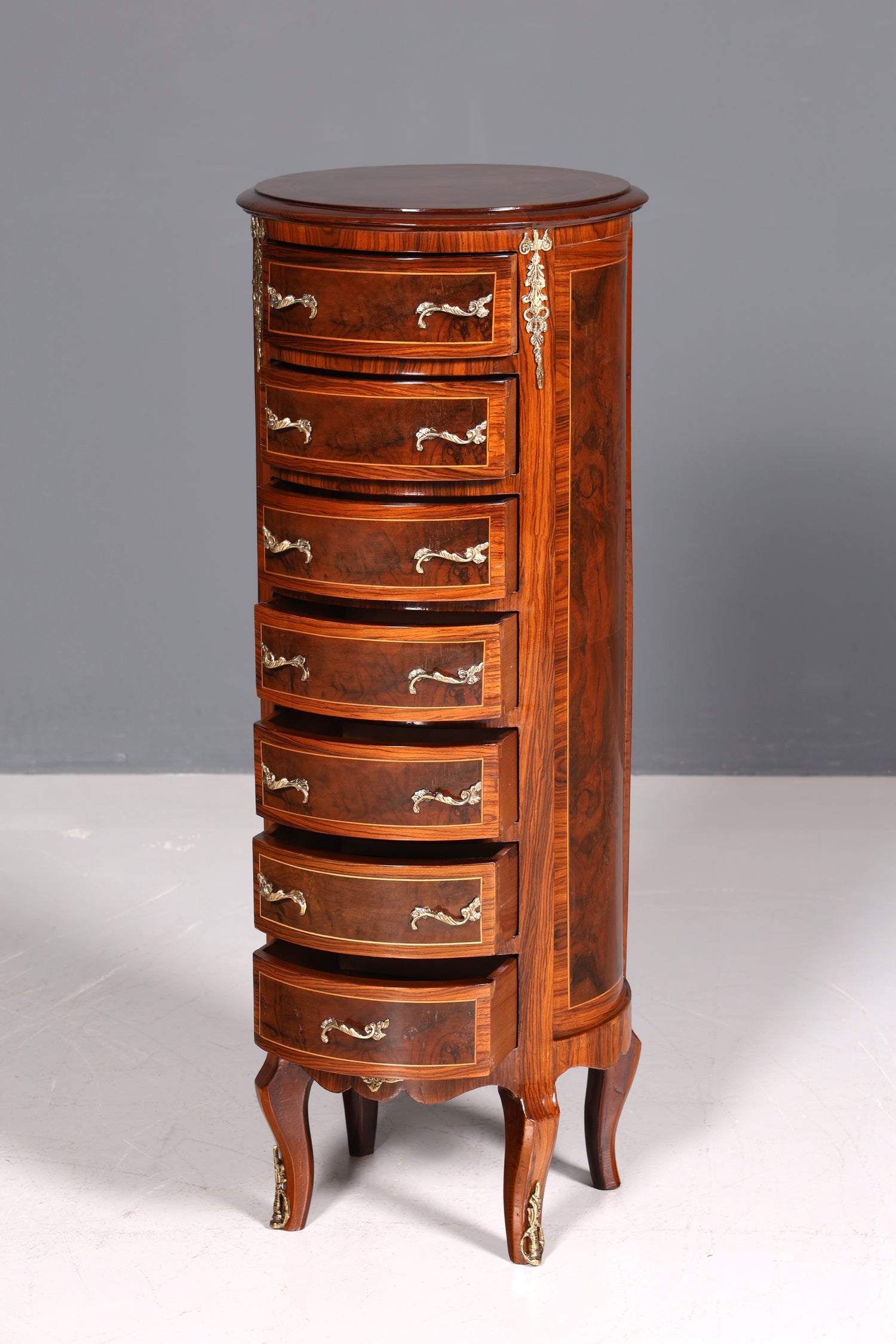 Wunderschöne Barock Stil Kommode Vertiko Schubladenkommode Intarsien 7-Schübige Kommode