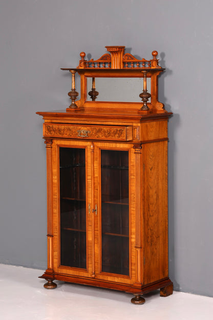 G249 Finish Edler Gründerzeit Vitrine um 1880 Schrank Antik Jugendstil Nussbaum Bücherregal (Kopie)