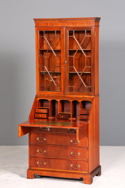 Stilvoller Englischer Sekretär Büro Aufsatzsekretär Antik 60s Vitrinen Schrank UK