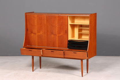 Dreamy mid-century sideboard, teak highboard cabinet, vintage Danish design chest of drawers