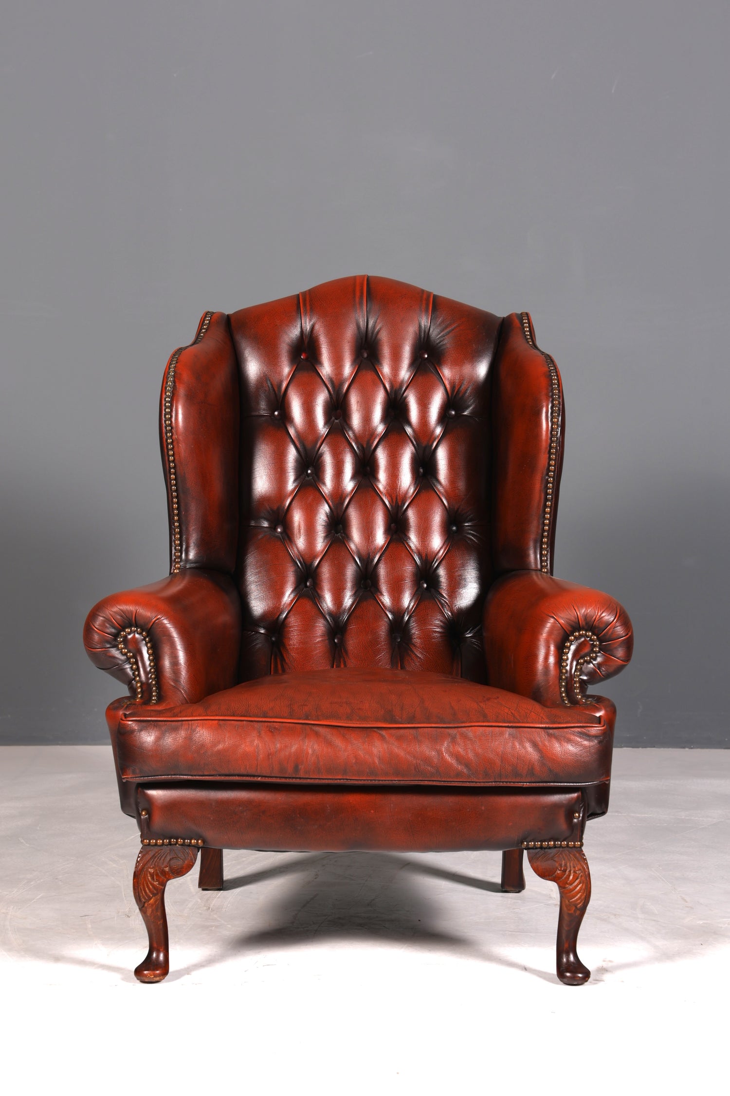 Original Chesterfield Ohrenbacken Sessel Englisch Leder Herrensessel UK Armlehnsessel