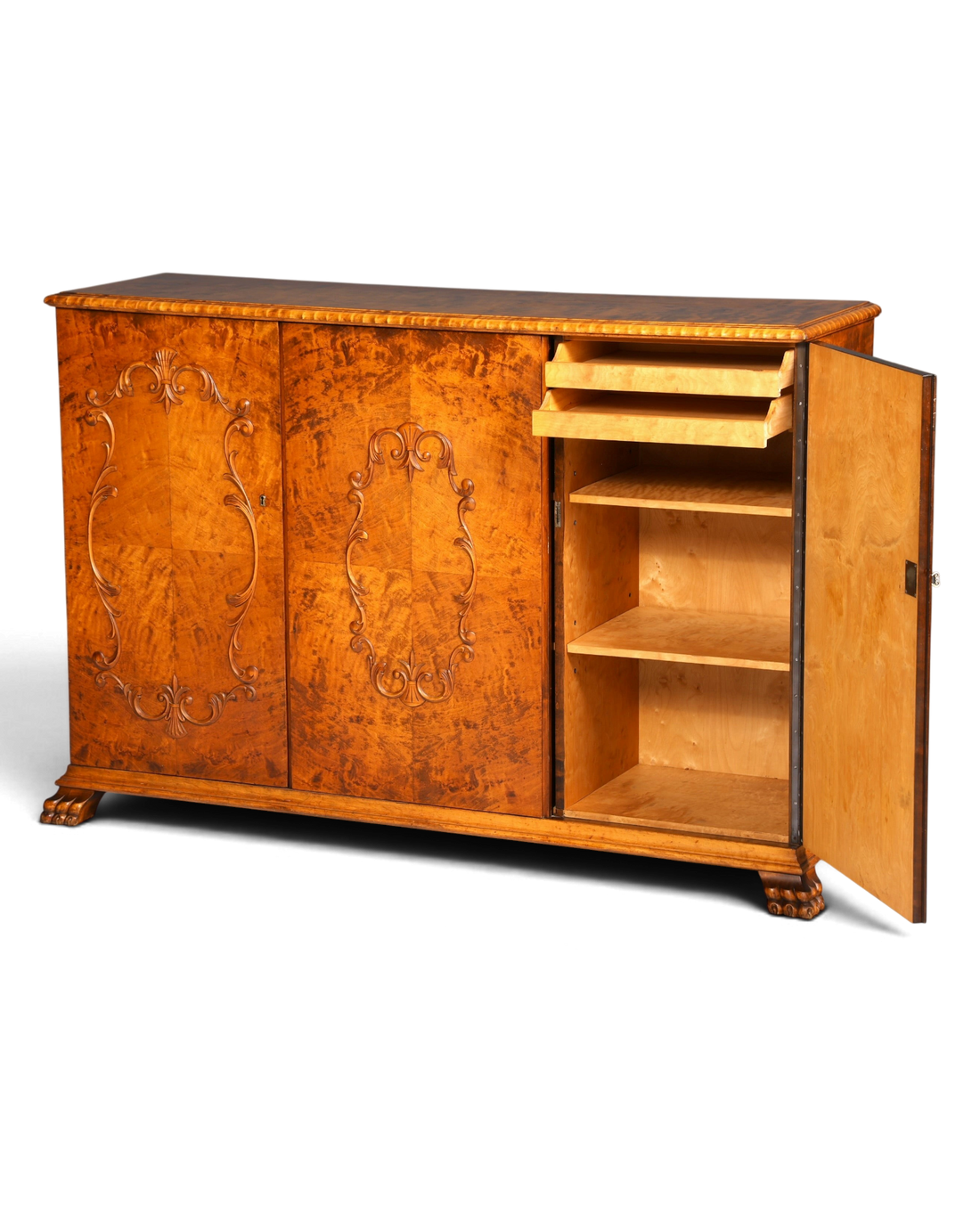 Stilvoller Original Art Deco Schrank Vertiko um 1940 Aktenschrank echt Holz Wäscheschrank Highboard