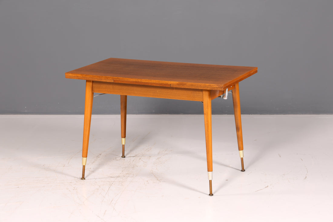 Beautiful mid-century kitchen table, vintage extendable height-adjustable dining table, 1960s wood
