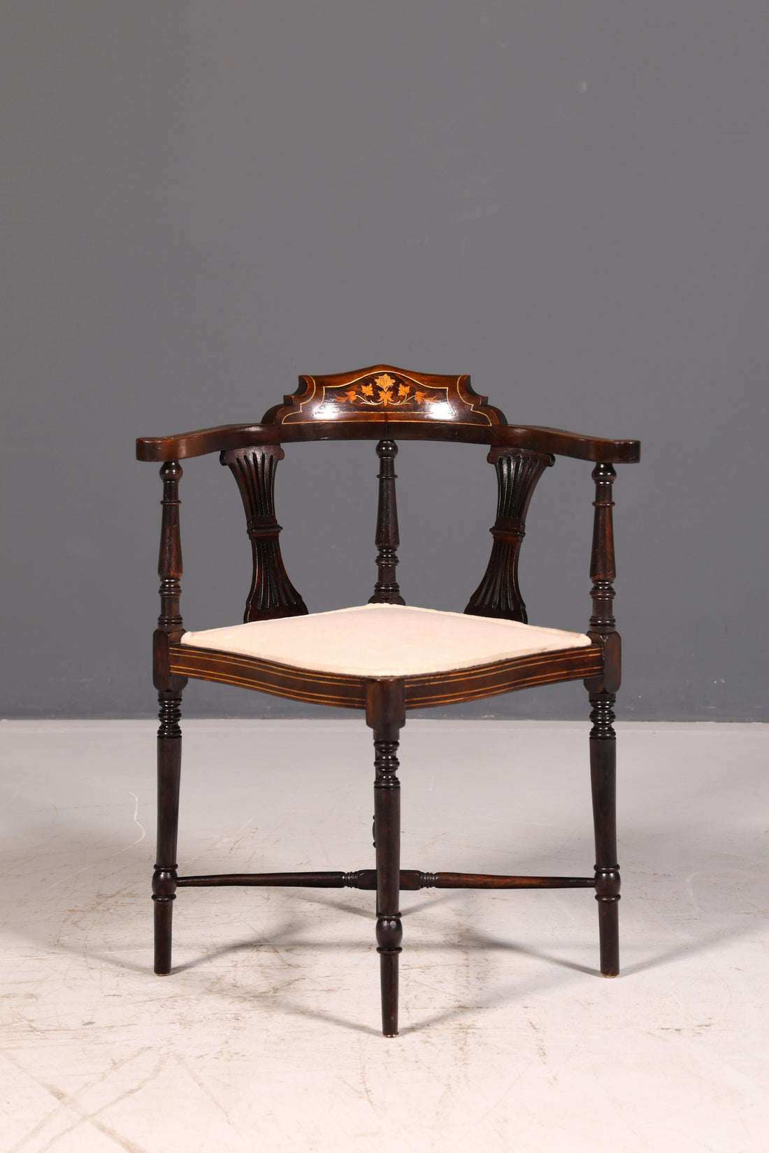 Beautiful antique corner chair, English Edwardian inlay armchair, desk chair, vintage 1 of 2