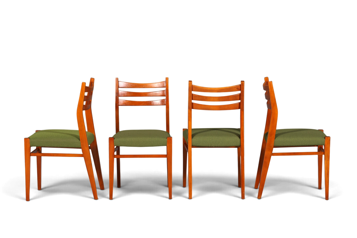 4x Mid Century Teak Holz Stühle Made in Denmark Retro Stuhlset Danish Design Vintage Küchenstühle