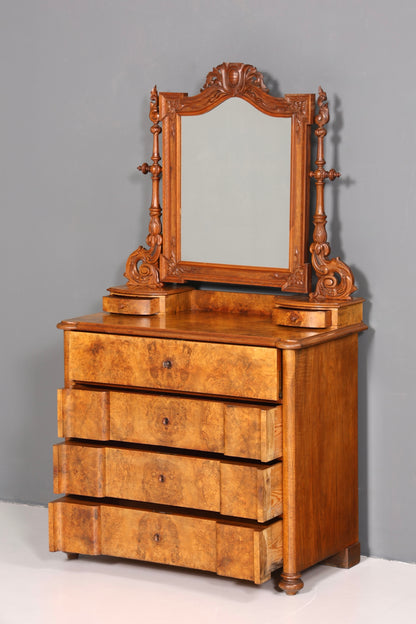 Edle Gründerzeit Kommode mit Spiegelaufsatz Louis Philippe Frisierkommode Holz Schrank Antik Flurschrank um 1880