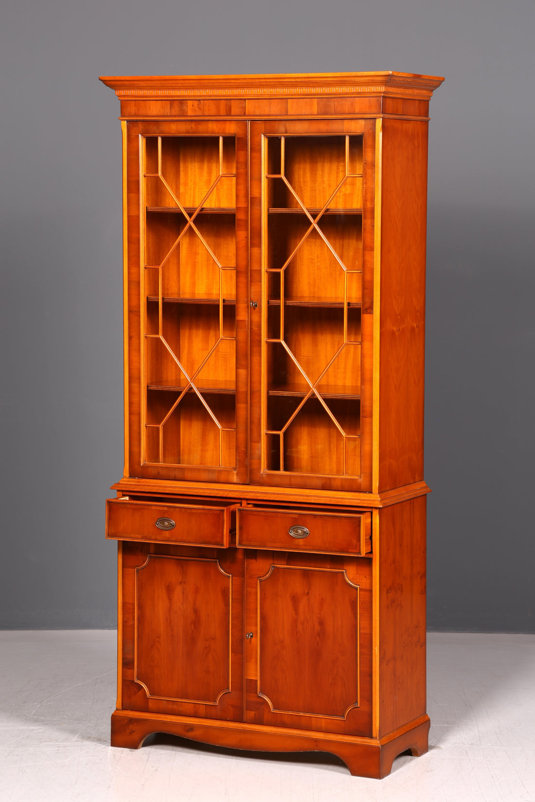 Beautiful original Heldense yew display cabinet, bookcase, glass cabinet, buffet cabinet