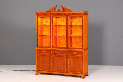 Wunderschöne Original Heldense Vitrine Englische Eibe Bücherschrank Buffet Antik Glasvitrine Vintage