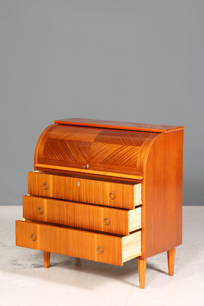Stilvoller Mid Century Rollladen Sekretär echt Holz Büro Schrank Vintage Schreibkommode