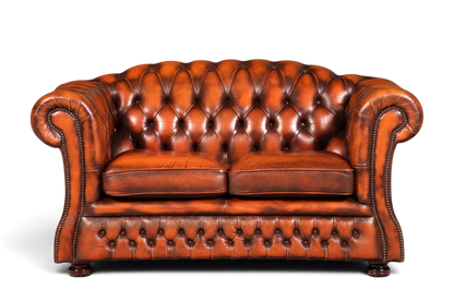 Stilvolles Original Chesterfield Sofa 2-Sitzer Couch Echt Leder Englisch Polstersofa