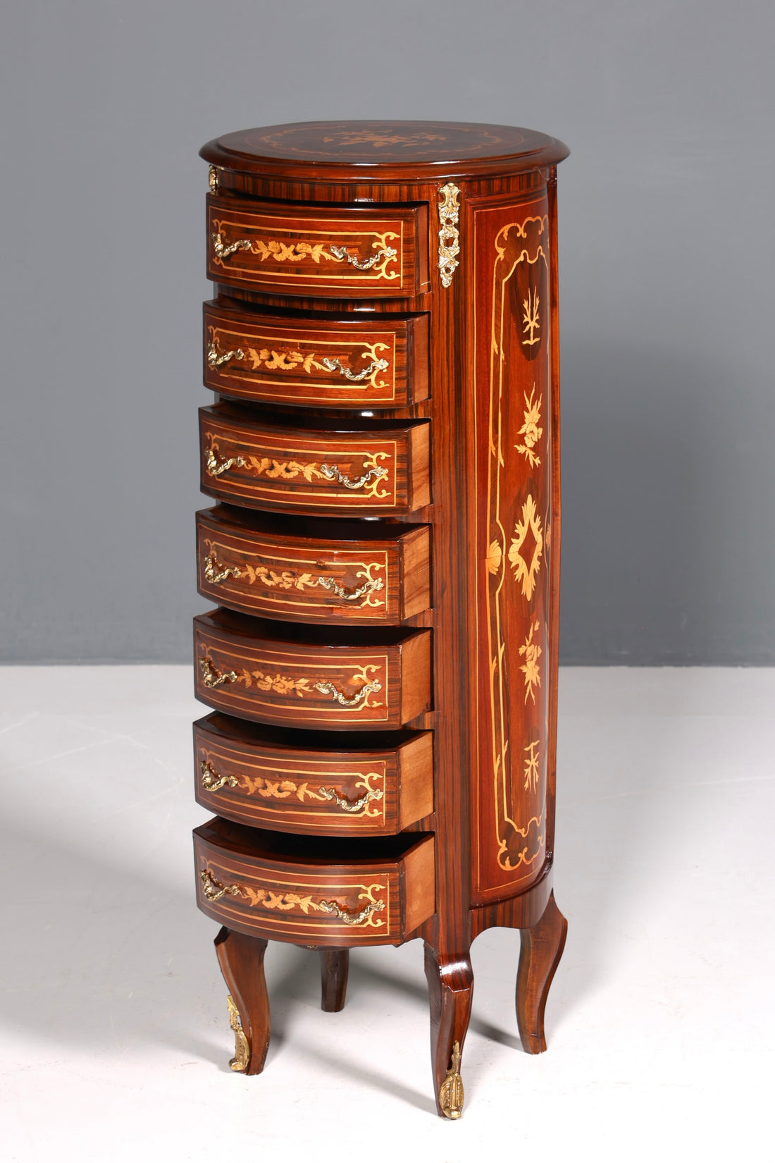 Elegant Baroque style chest of drawers, vertico, drawer chest with inlays, 7 drawers