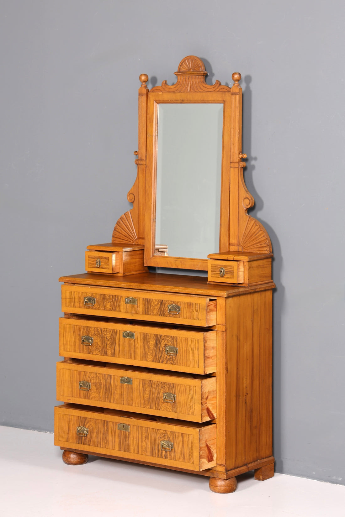 F872 Finish Traumhafte Jugendstil Kommode Antik Sideboard mit Spiegel Flurkommode Frisierkommode