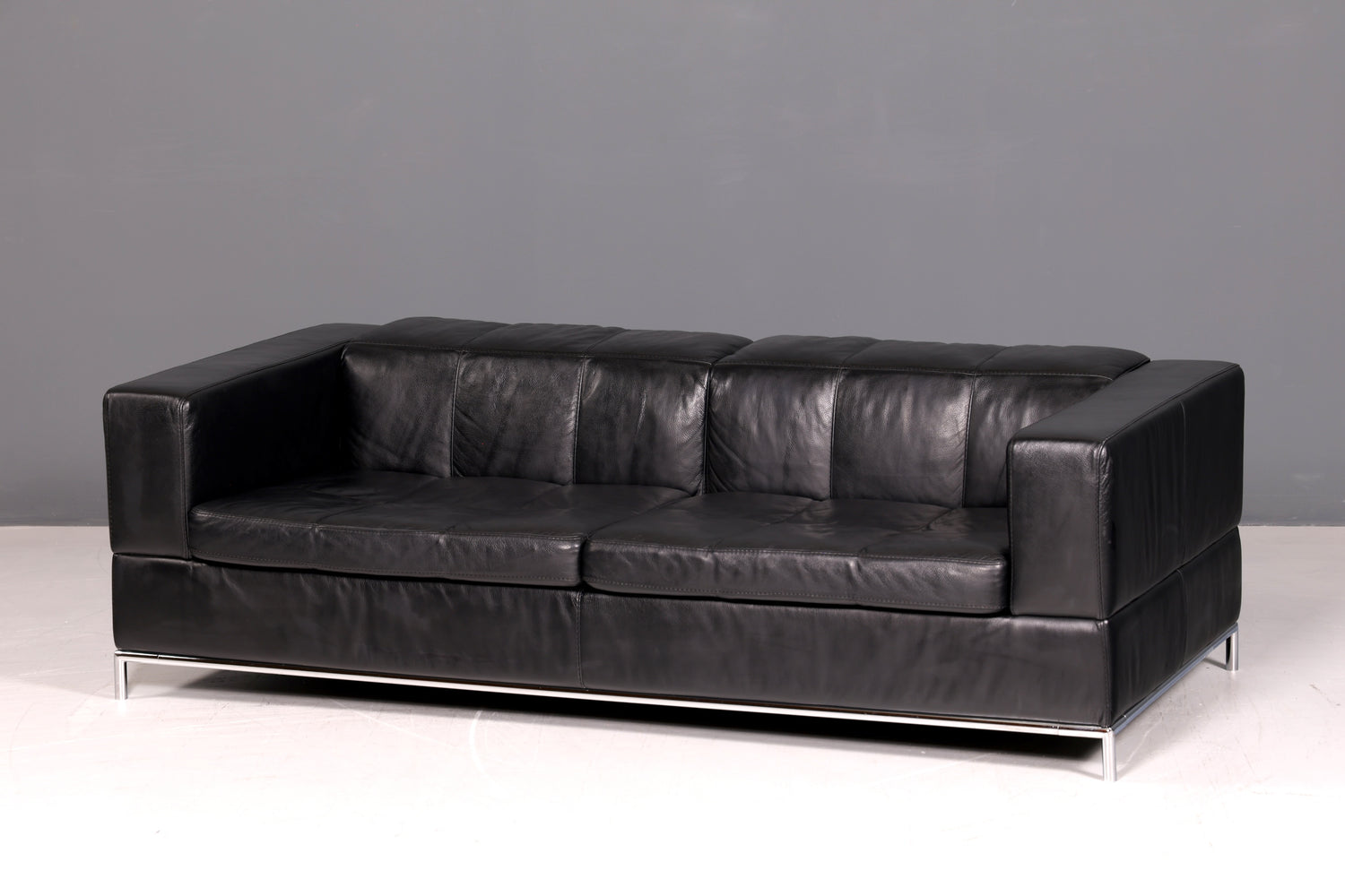Edles MaxDivani Echtleder Sofa 3-Sitzer Designer Couch Italienisch Ledersofa Schwarz