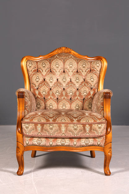 Edler Chippendale Armlehnsessel Barock Stil Sessel Armchair Samt Stoff Sessel 1 von 2