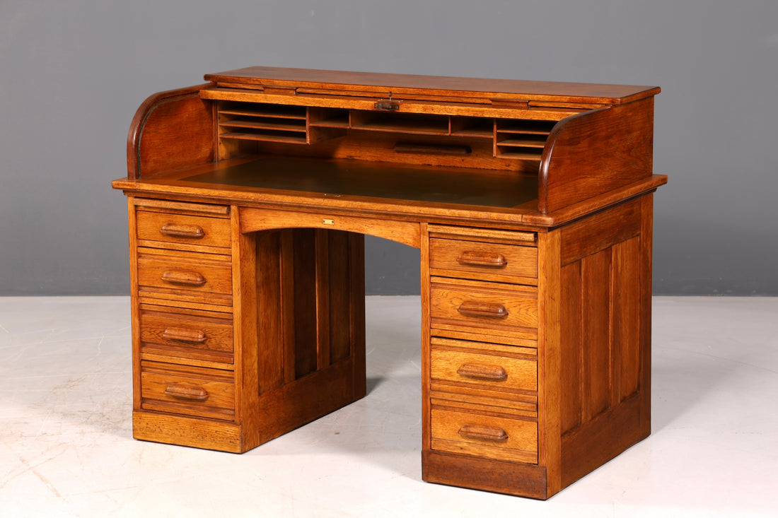 Beautiful Bauhaus-style roll-top escritoire, Art Deco desk, office table, vintage