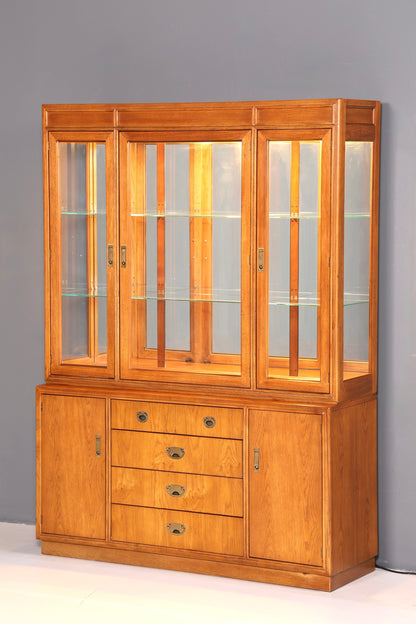 Edler Original Drexel Heritage Vitrine Bücherschrank Art Deco USA Antik Schrank Buffet Regal Glasvitrine Vintage Holz