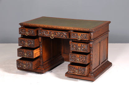 Imposanter Neorenaissance Schreibtisch Herrenzimmer Bürotisch Antik Office Table