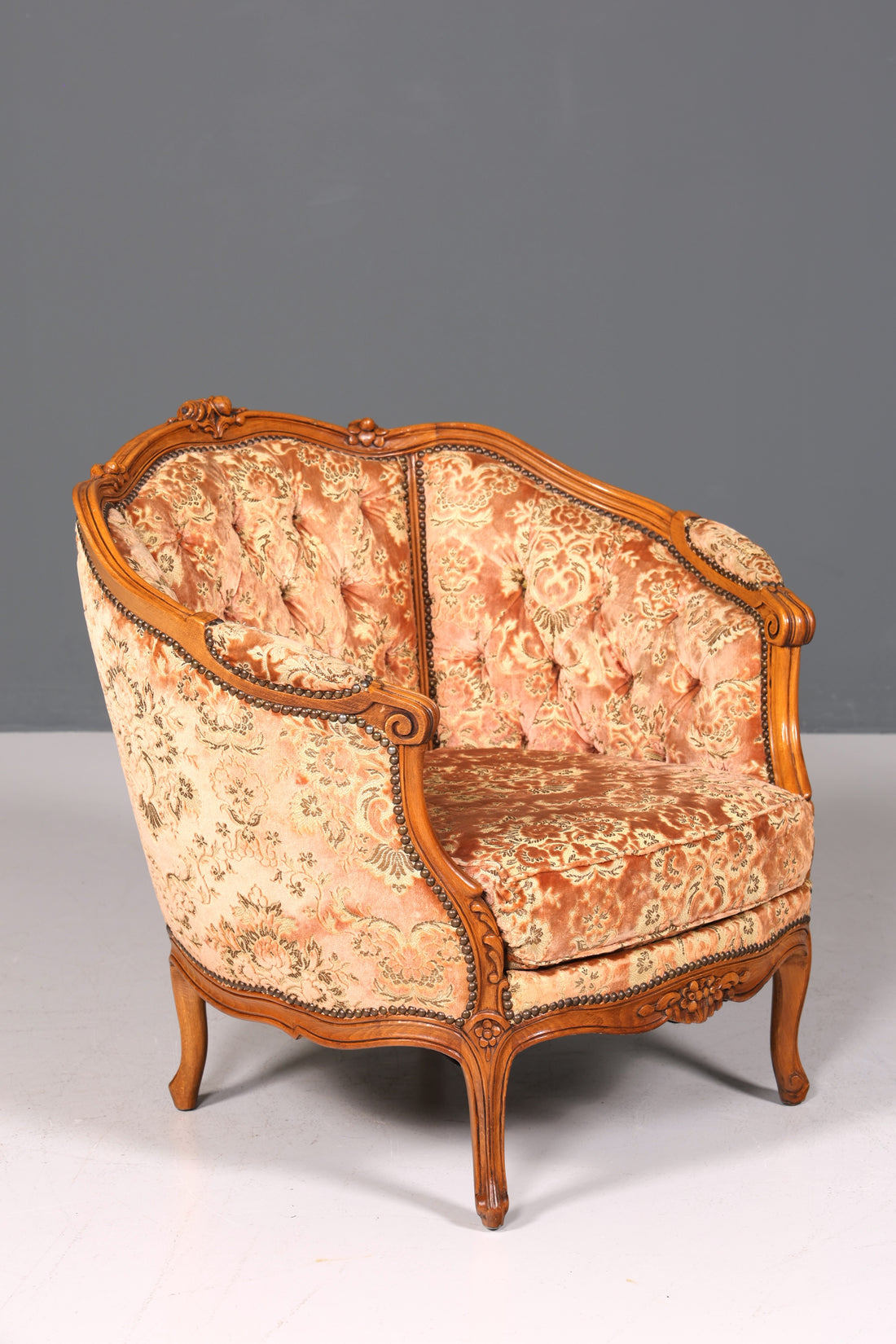 Wunderschöner Chippendale Armlehnsessel Barock Stil Sessel Armchair Samt Stoff Rococo Stil Sessel 2 von 2