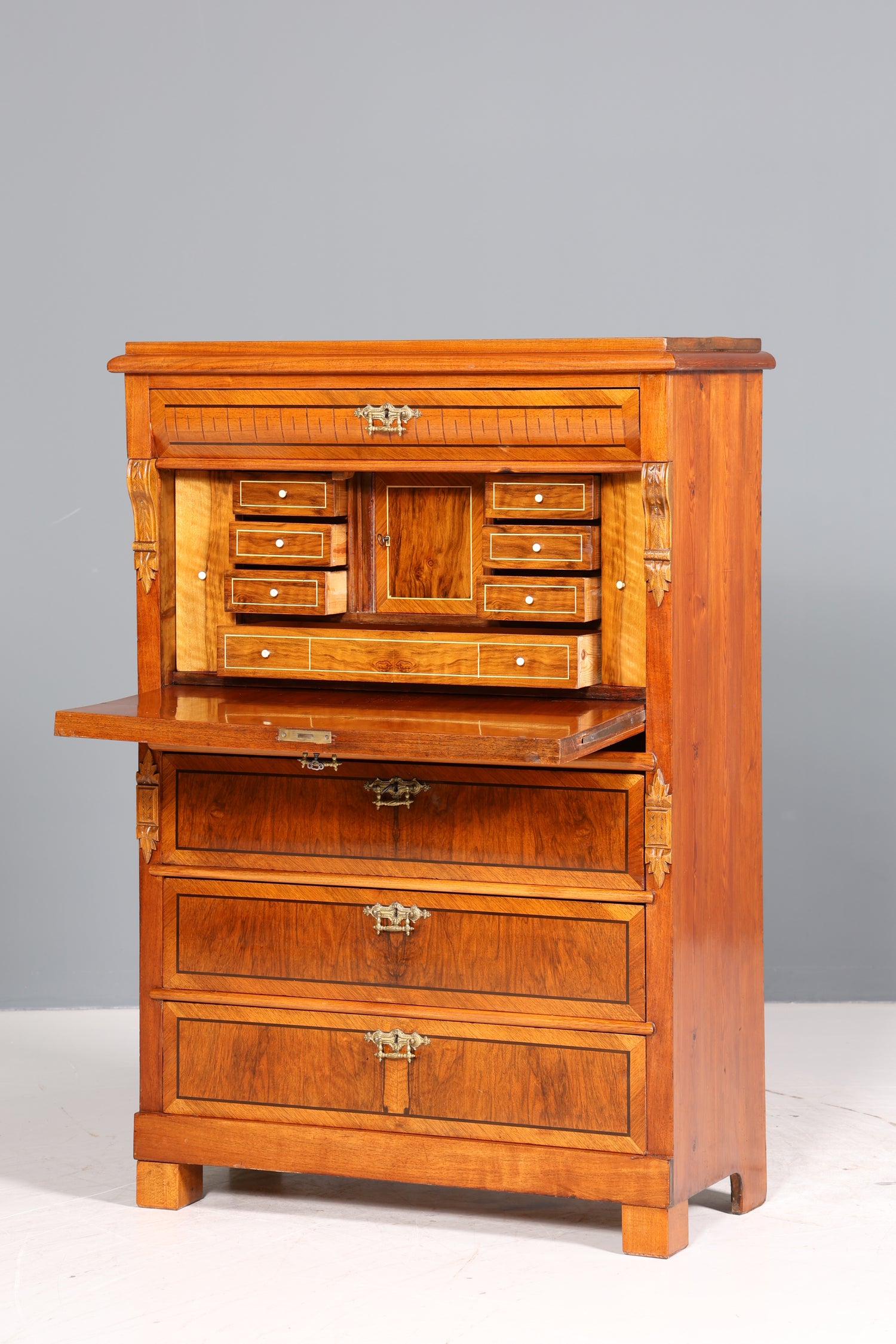 Edler Gründerzeit Sekretär Vertiko Highboard Louis Philippe Kommode Sekretär Schrank um 1880