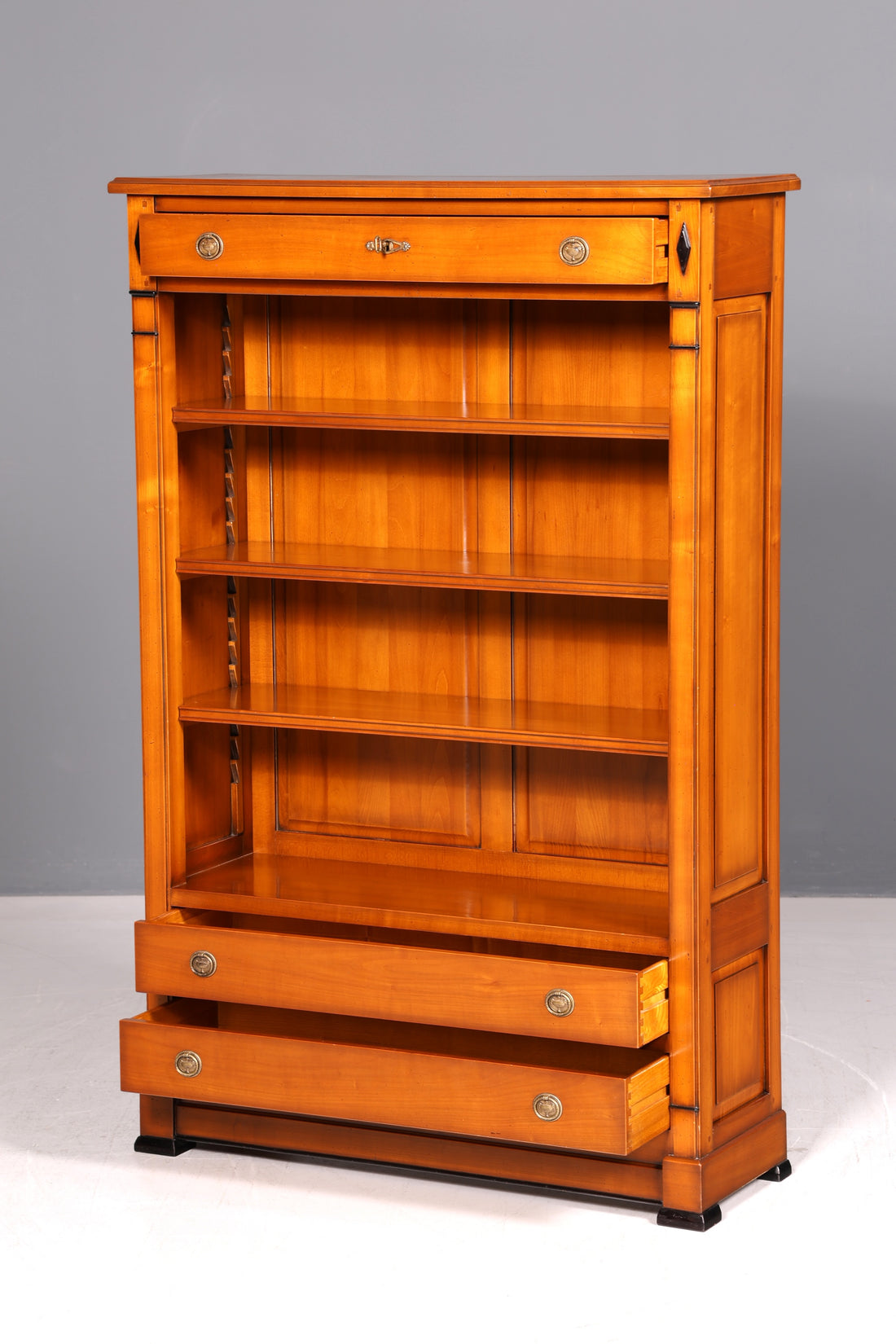 Noble Ebanart Bookshelf Cherry Wood Italian Premium Solid Wood Shelf Antique Style Bookcase Vintage Made in Italy