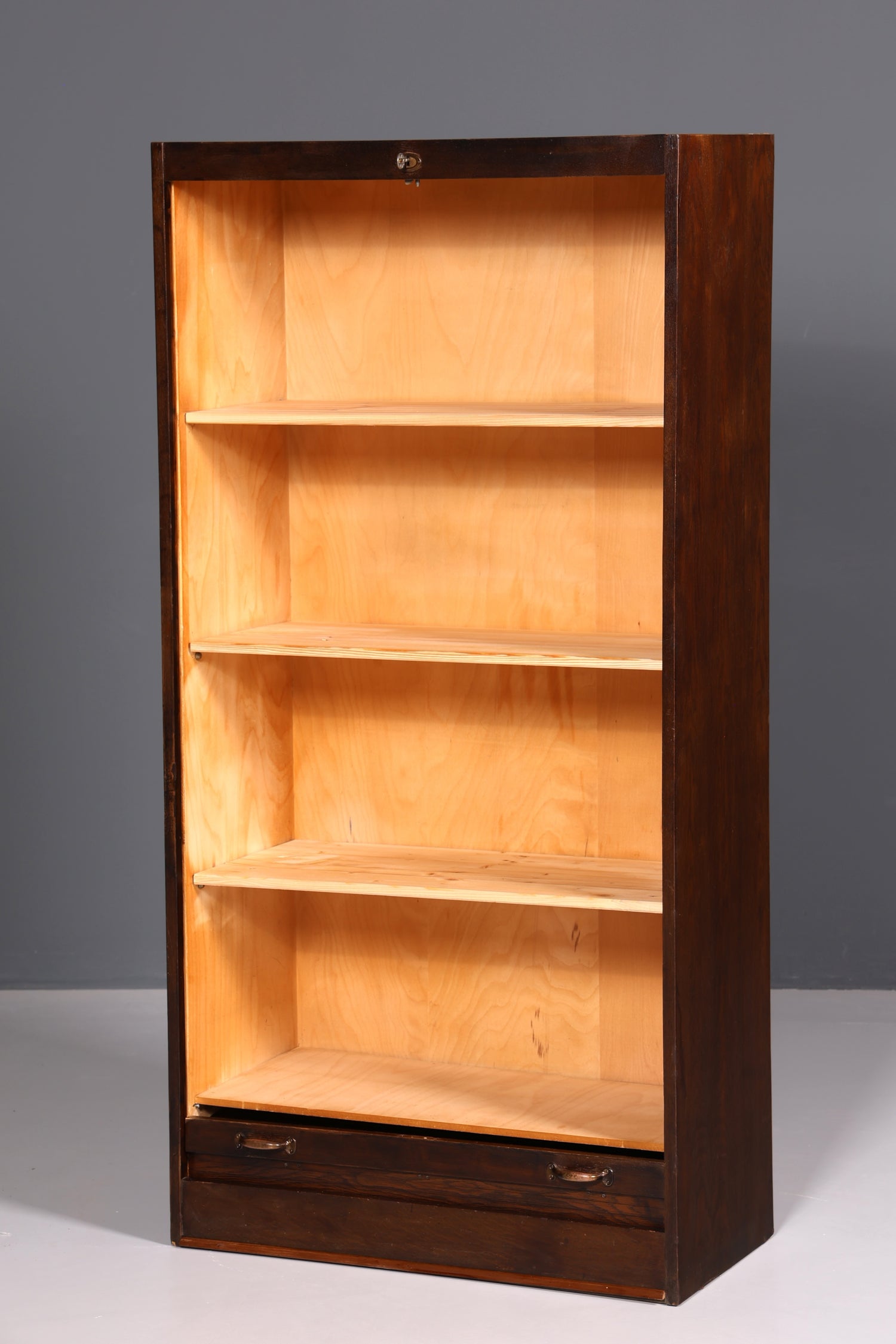 Simple mid-century roll-top cabinet, Bauhaus style, apothecary cabinet, Art Deco filing cabinet, office cabinet