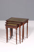 Filigranes Englisches Tisch Set Couchtisch Englisch Antik Stil 3er Satz echt Lederauflage Ablagetisch Holz Beistelltisch