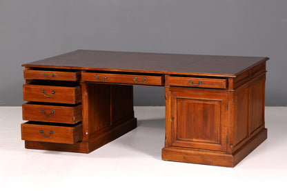 Beeindruckender Englischer XXL Schreibtisch Bürotisch Office Desk Partnerdesk Antik Massivholz Vintage