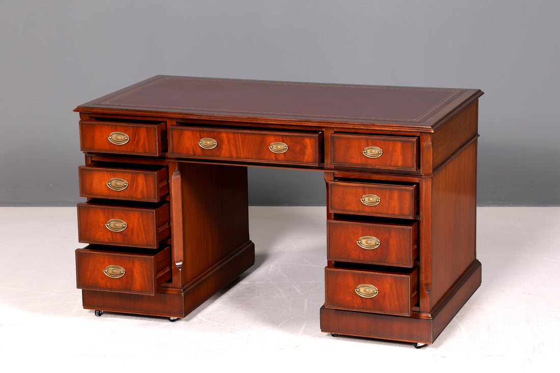 Beautiful Original Heldense English Desk Genuine Leather Top Office Desk Antique Office Desk