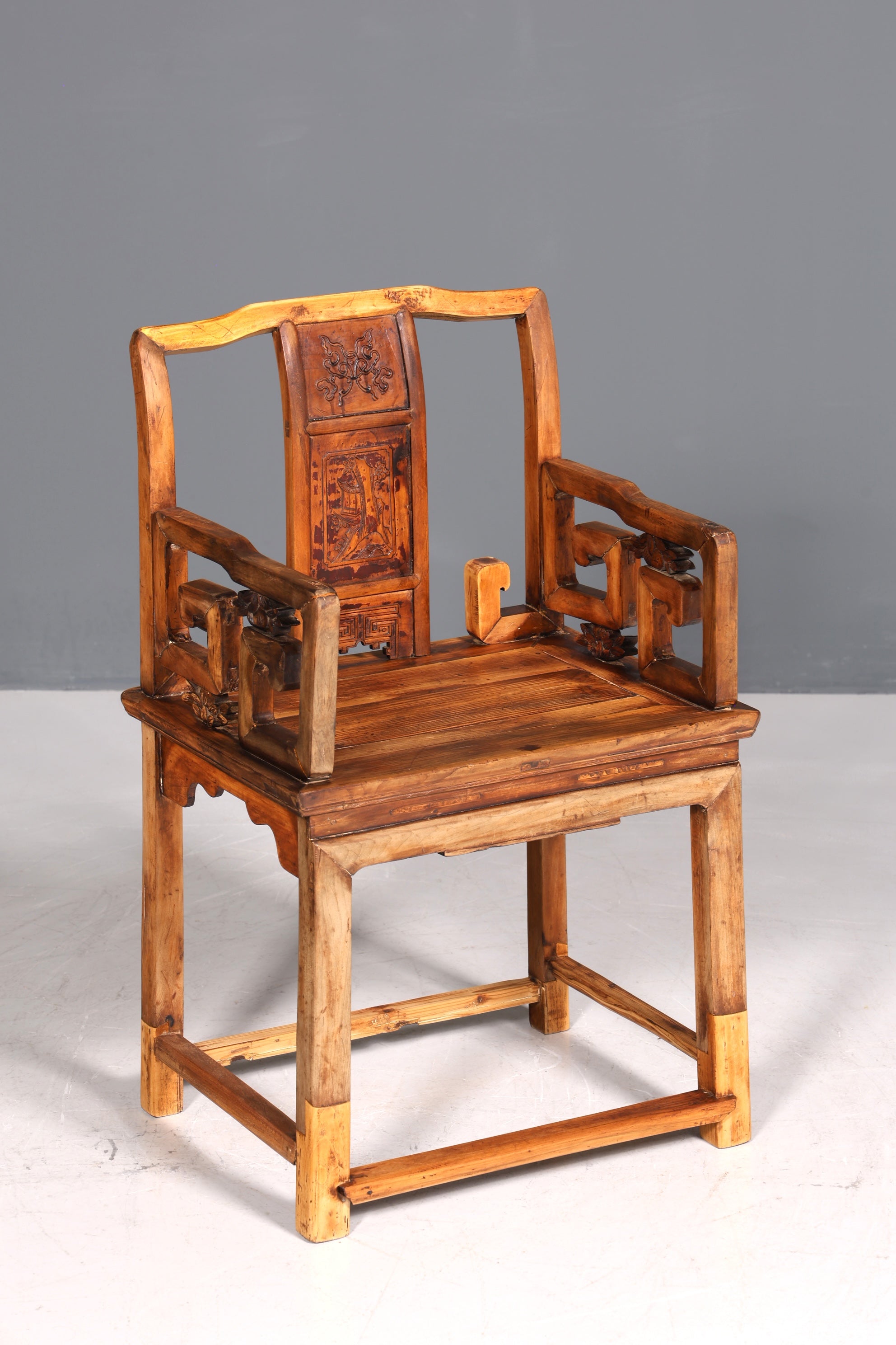 Wunderschöner Chinesischer Armlehnstuhl Stuhl China Ming Stil Qing Dynastie Holzstuhl Antik Asiatischer Sekretär Stuhl