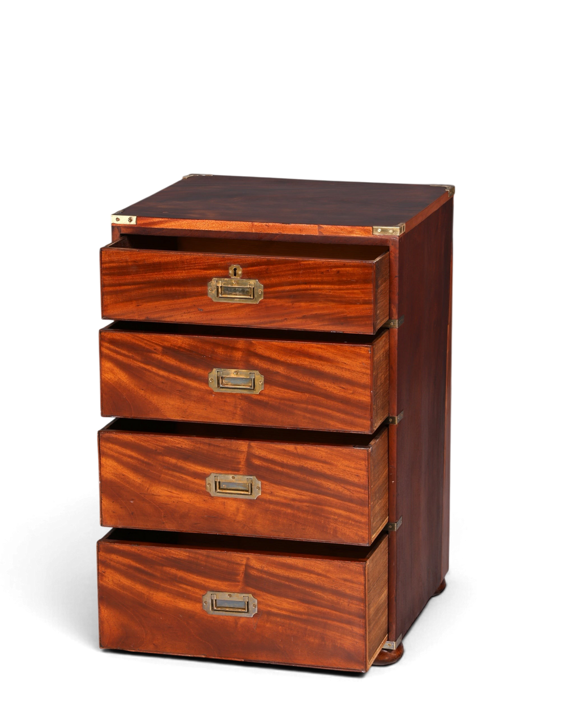 Hauptstadt Möblerei maritime Military Chest Kommode aus massivem Holz mit Messingbeschlägen und vier Schubladen