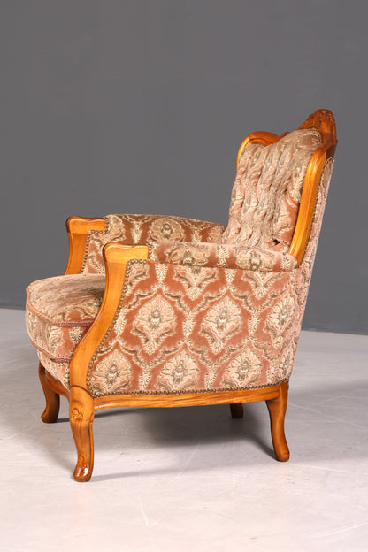 Edler Chippendale Armlehnsessel Barock Stil Sessel Armchair Samt Stoff Sessel 1 von 2