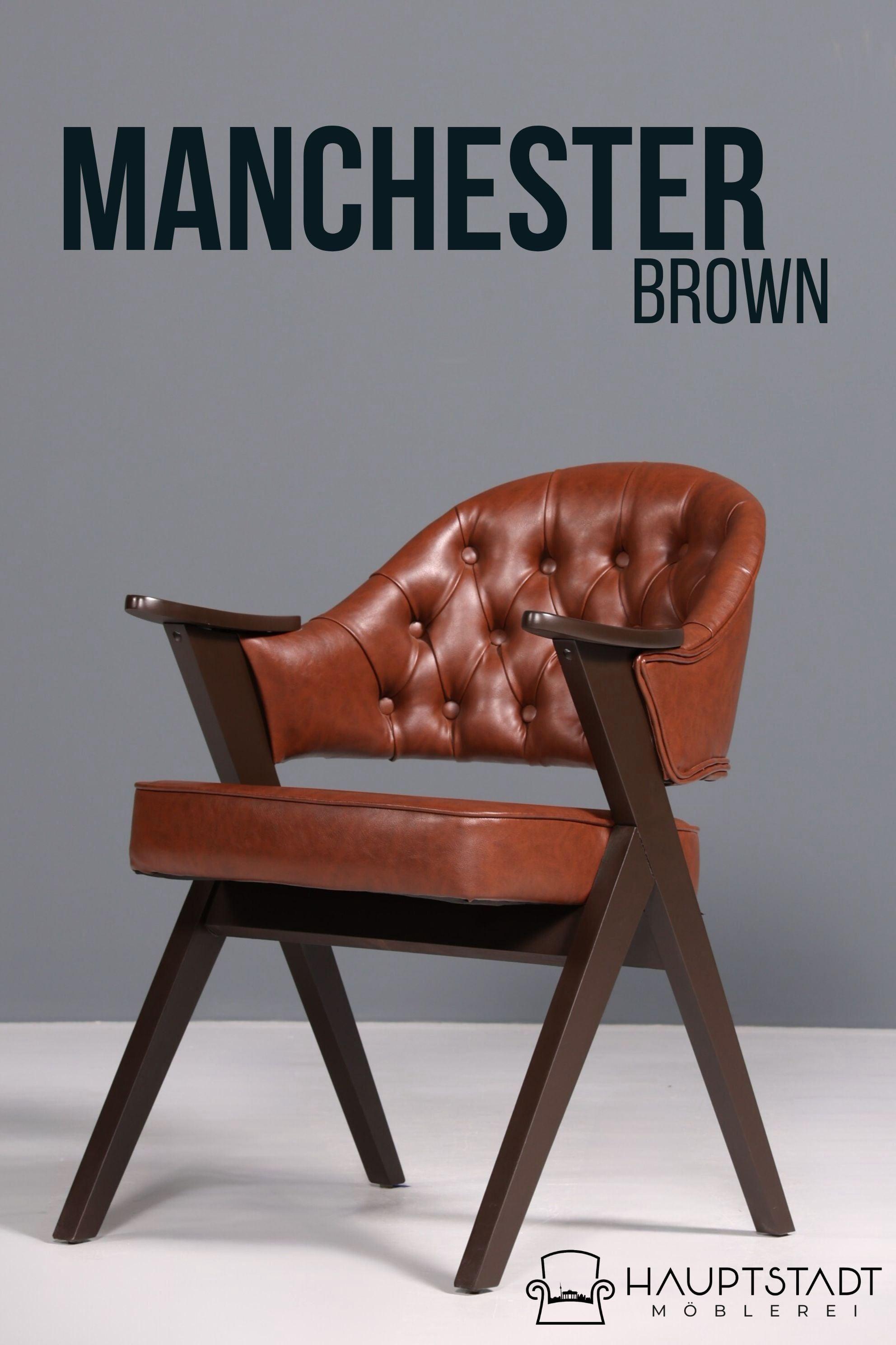 Luxuriöser &quot;Manchester Brown&quot; Stuhl Armlehnstuhl Bürostuhl Chesterfield Stil Esszimmerstuhl Lounge Stuhl