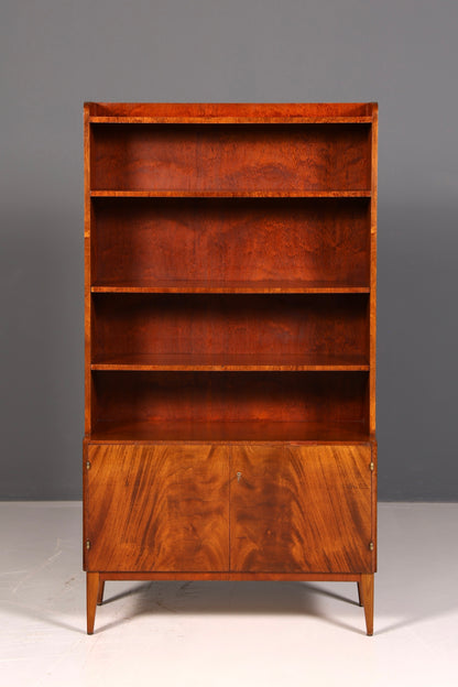 Schlichtes Mid Century Bücherregal Danish Design Regal Schrank Nussbaum Vintage Retro 60s Holz