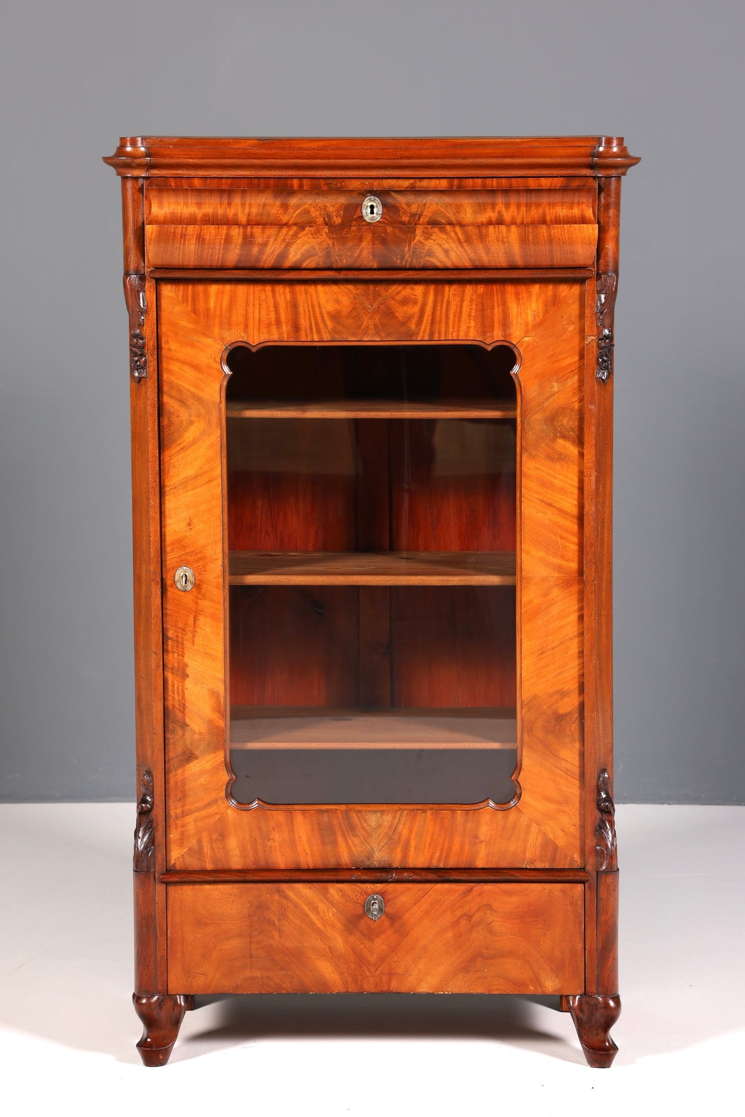 Traumhafte Louis Philippe Vitrine Antik Biedermeier Schrank echt Holz Geschirrschrank um 1880