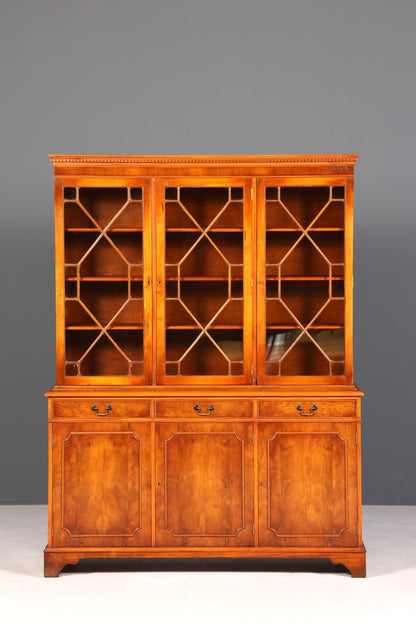 Wunderschöne Englische Vitrine Bücherschrank Buffet Antik Stil Englisch Eibe Glasvitrine Bibliothek
