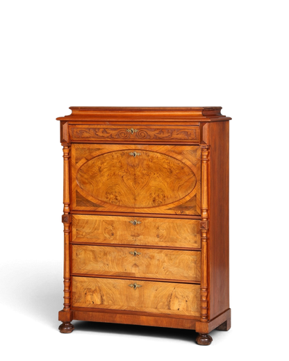 Stilvoller Gründerzeit Sekretär Vertiko Nussbaum Highboard Louis Philippe Kommode Sekretär Schrank um 1880