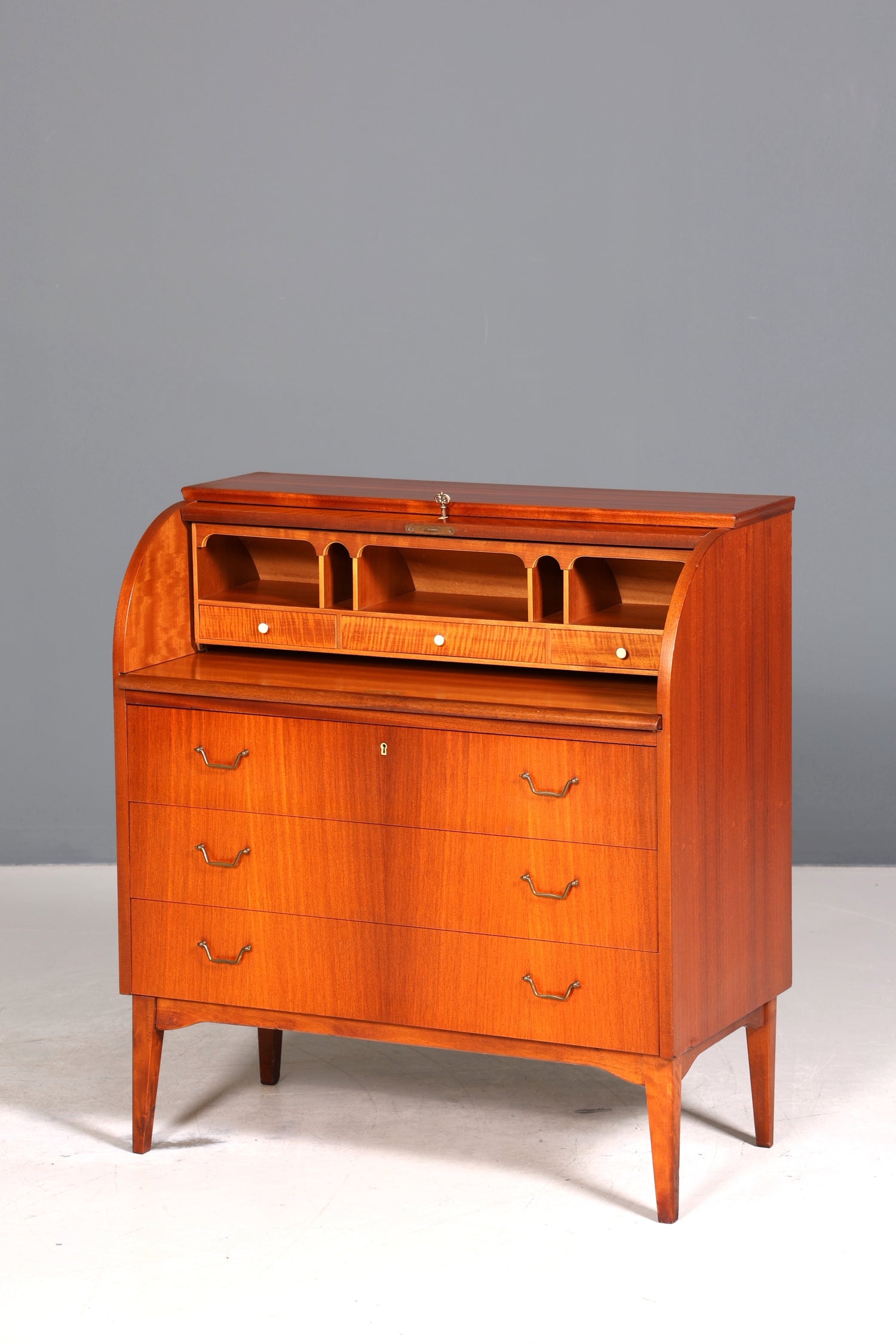 Wunderschöner Mid Century Rollladen Sekretär echt Holz Büro Schrank Vintage Schreibkommode