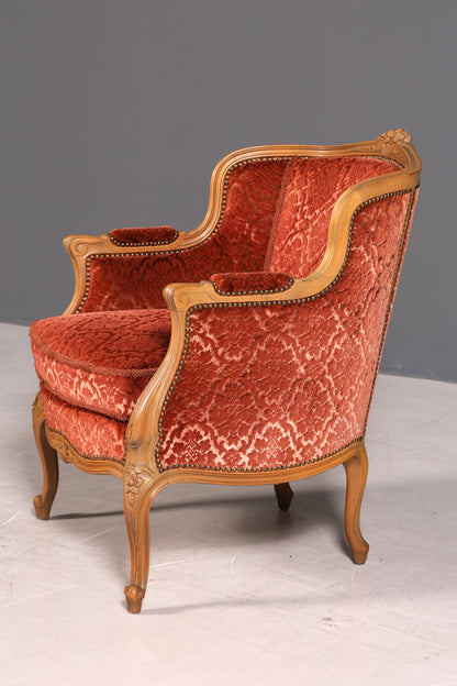 Edler Chippendale Armlehnsessel Barock Stil Sessel Samt Stoff Armchair Sessel 1 von 2