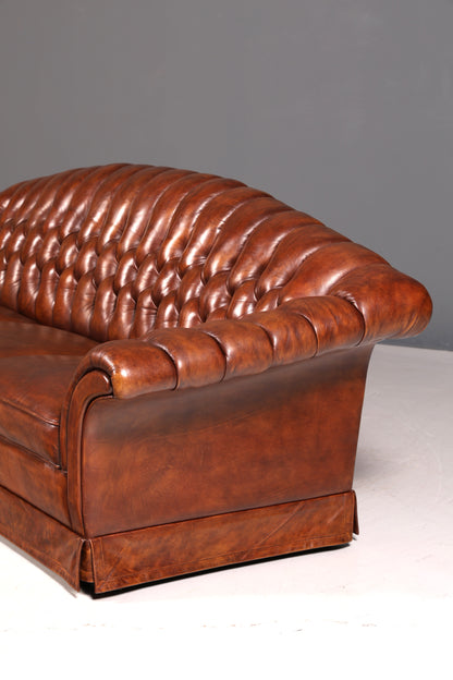 G447 Finish Wunderschönes Original Chesterfield Sofa 3- Sitzer echt Leder Oxblood Couch Englisch (Kopie)