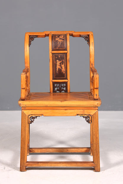 Wunderschöner Chinesischer Armlehnstuhl Stuhl China Ming Stil Qing Dynastie Holzstuhl Asiatische Antik Sekretär Stuhl