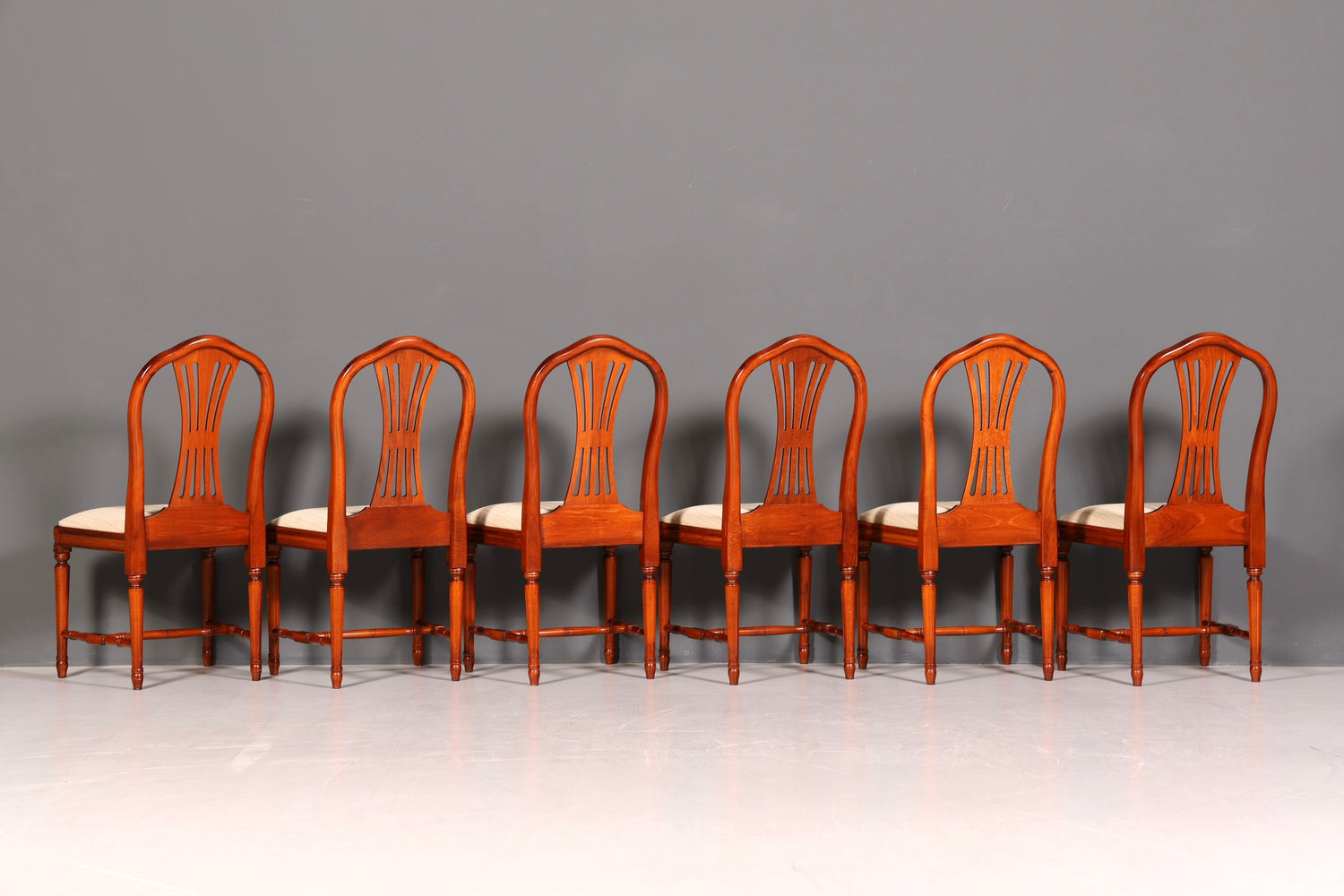 Edles 6er Set Stühle Gustavianischer Stil Englisch Esszimmerstühle Antik Polsterstuhl Set