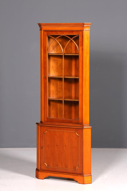 Wunderschöne Englische Eckvitrine Antik 60s Echt Holz Schrank Eckschrank Glasvitrine Vitrine