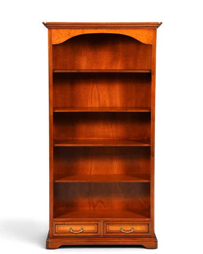 Hauptstadt Möblerei Selva Bücherregal aus massivem Holz mit höhenverstellbaren Böden und zwei unteren Schubladen